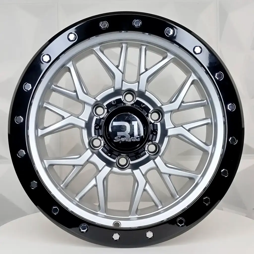 RIN 16X8 6-139.7 R1 SPORT LP125 GREY+BLACK LIP CHROME RIVETS ET-10 CB110