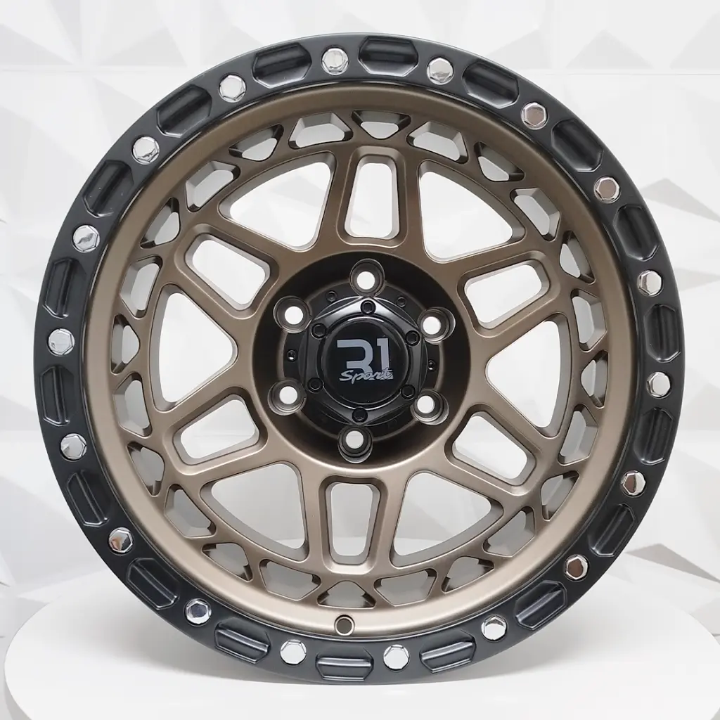 "RIN 17X9 5-127 R1 SPORT RGW8891 MATTE BRONZE+BLACK LIP CHROME RIVETS ET0 CB71.5" 