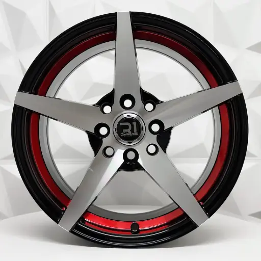 [151564] RIN 15X7 4-100/114.3 R1 SPORT DX427/5029 BLACK MACHINE FACE RED LINE ET35 CB73.1